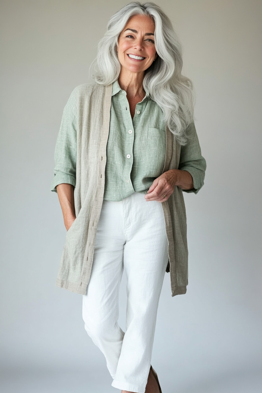 1. Soft Linen Layers (Casual Clothing Styles For Women Over 50) - Casual Clothing Styles For Women Over 50