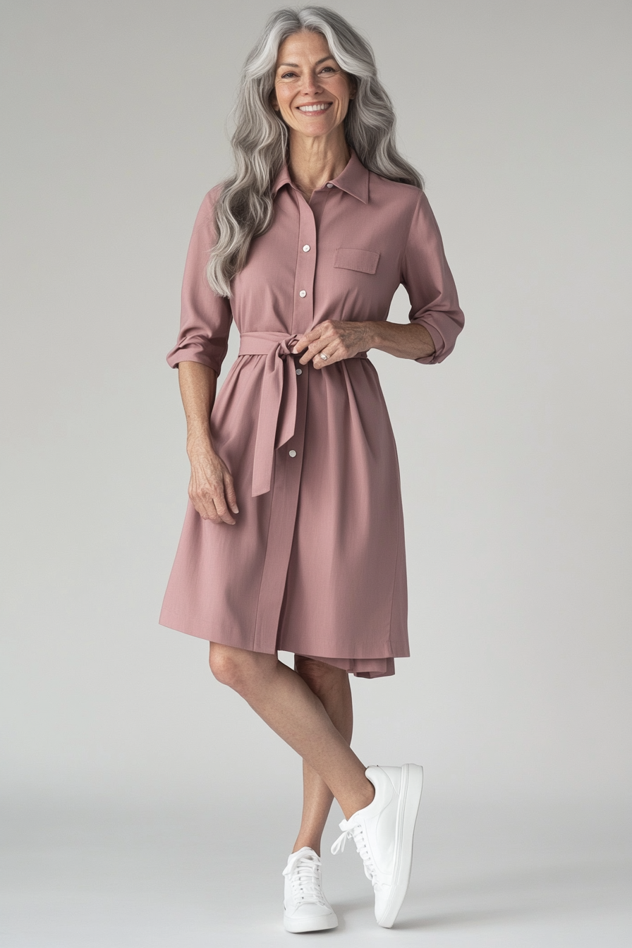8. Breezy Shirt Dress Look (Casual Clothing Styles For Women Over 50) - Casual Clothing Styles For Women Over 50