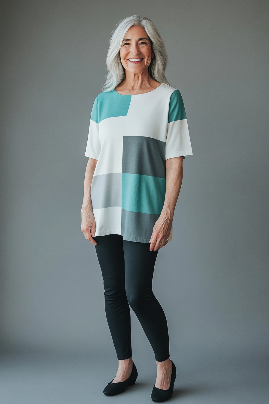 9. Color-Block Comfort (Casual Clothing Styles For Women Over 50) - Casual Clothing Styles For Women Over 50
