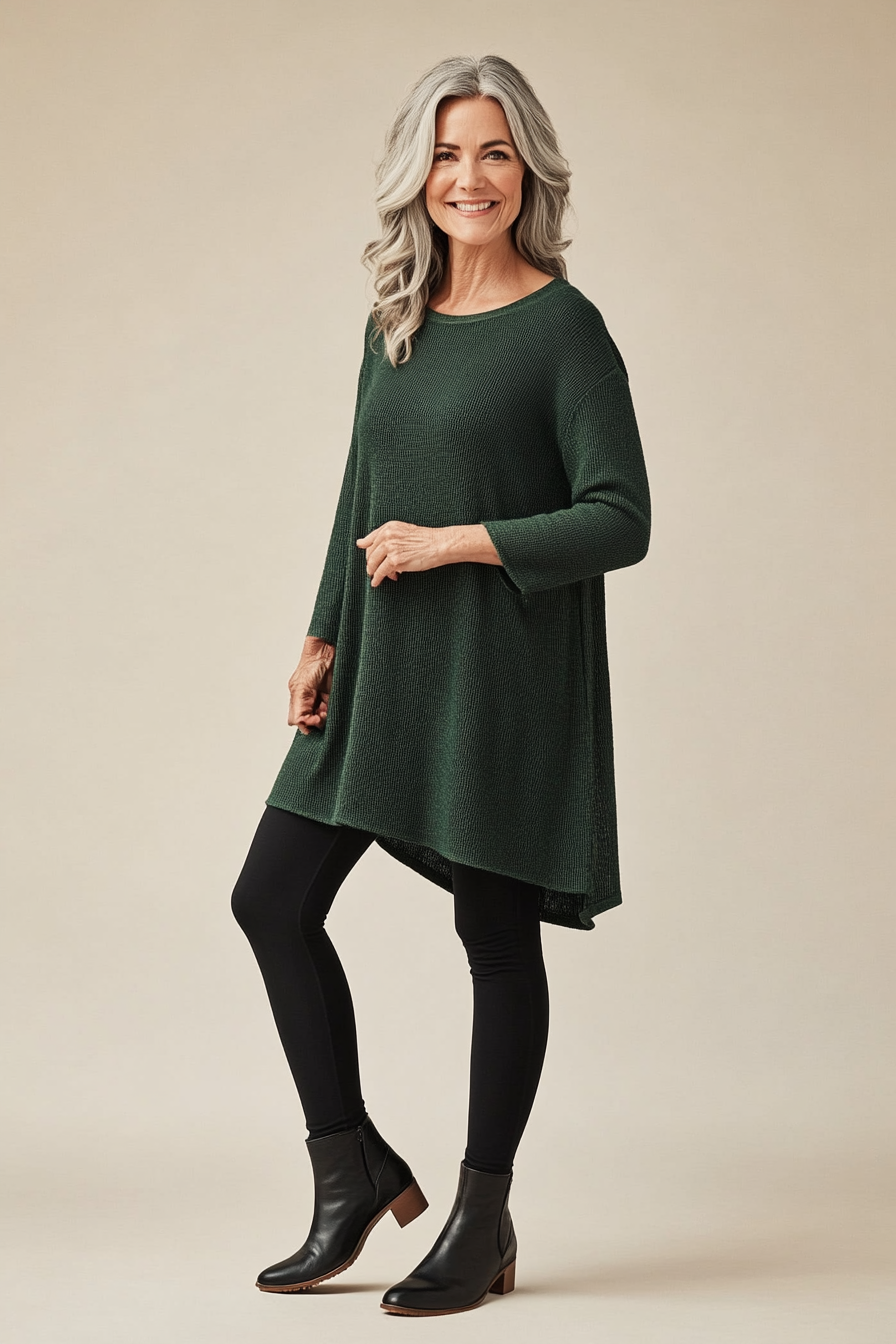 14. Relaxed Tunic & Leggings (Casual Clothing Styles For Women Over 50) - Casual Clothing Styles For Women Over 50
