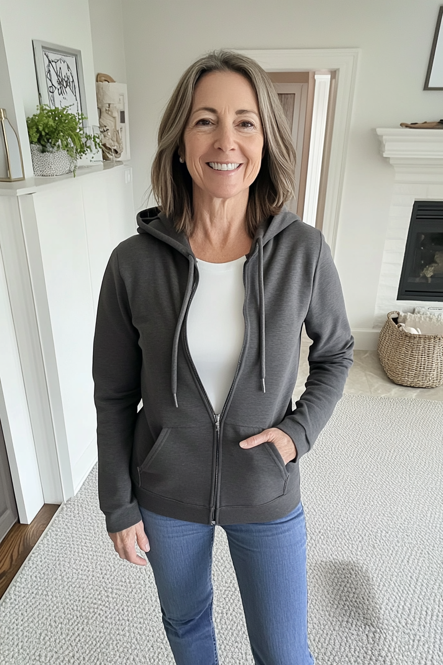 20. Polished Hoodie Ensemble (Casual Clothing Styles For Women Over 50) - Casual Clothing Styles For Women Over 50