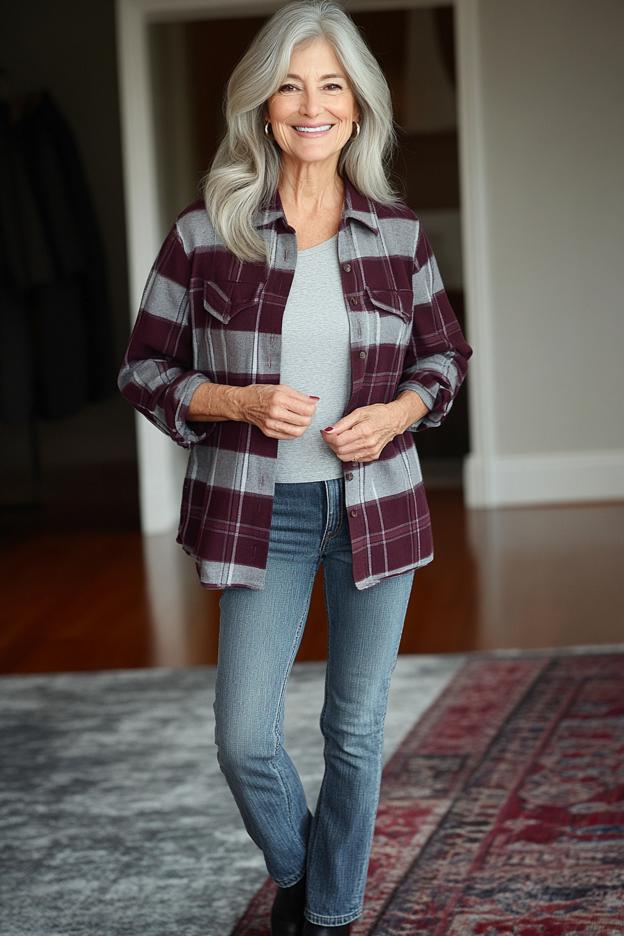 23. Soft Plaid Weekend (Casual Clothing Styles For Women Over 50) - Casual Clothing Styles For Women Over 50